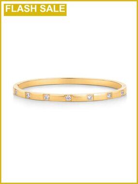 Waterproof Thin Love Bracelet for Women 14K Gold Plated CZ Bangle